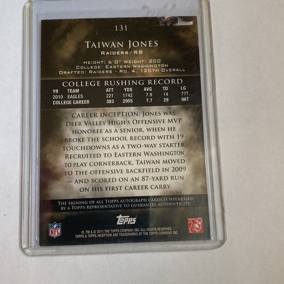 2011 Inception Taiwan Jones Rookie Autograph 285/900 - Picture 3 of 4